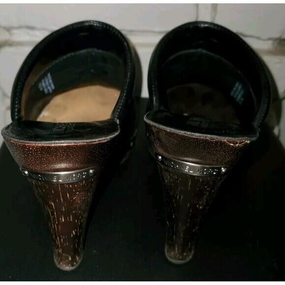 Michael Kors Leather Astor High Clogs Black Leather Size 7 - Picture 9 of 13